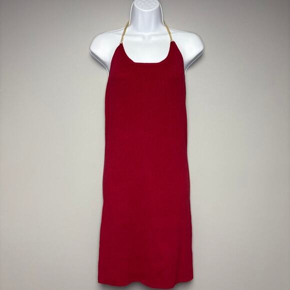 Sam Edelman Halter Red Mini Sweater Dress 90s Y2K Sz. XS - Picture 1 of 6